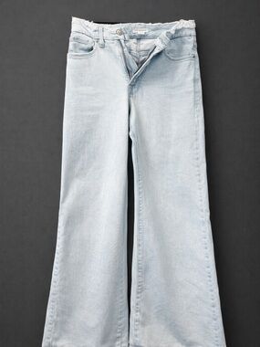 Good American Light Blue High-Rise Wide Leg Flare Jeans